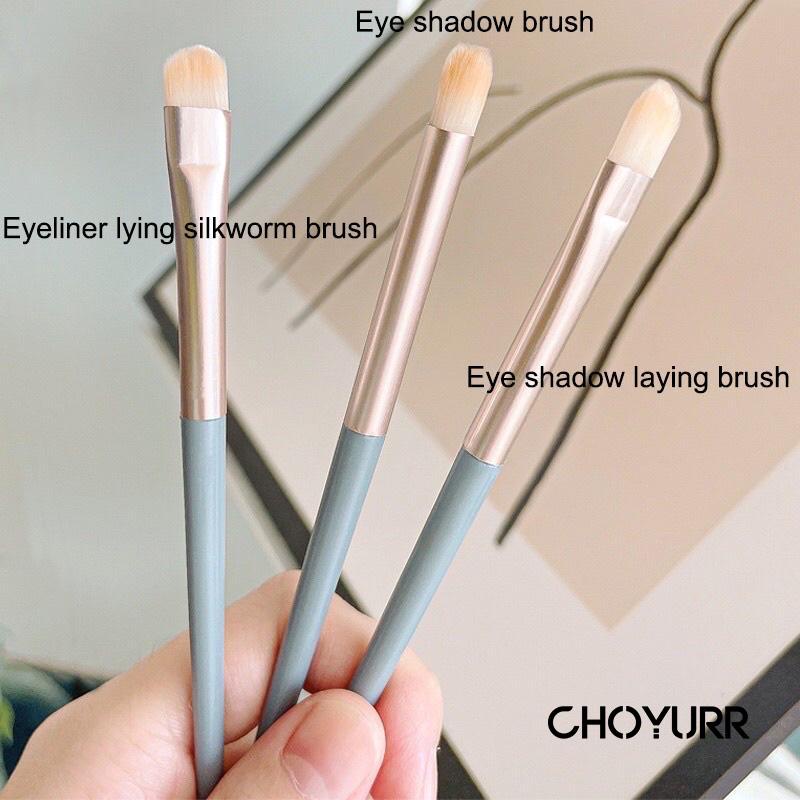 【COD】3 Pcs/ Set Brush Makeup Eyeshadow Bahan Lembut Untuk Pemula Portable Universal Eyeliner Berbaring Ulat Sutra Berbaring Kuas Rias Set Alat Rias-CH