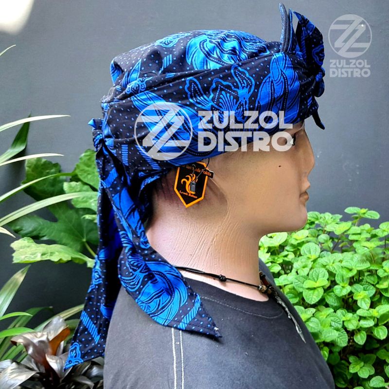 Iket Sunda Praktis Batik Baduy Kanekes Biru Ori Full Kain - Blangkon Sunda Original Legok Buhun