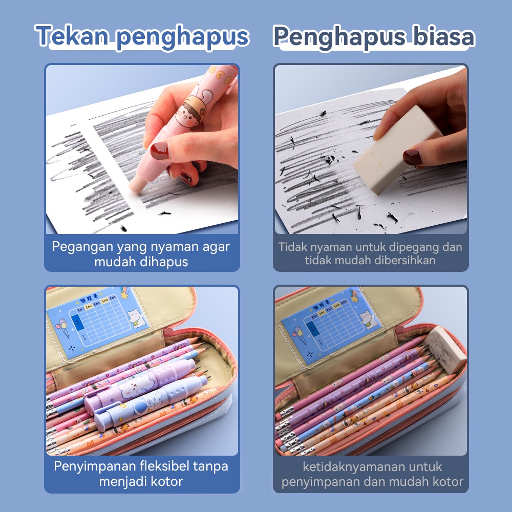 JCHO Penghapus mekanik kartun lucu /penghapus pensil mechanical eraser