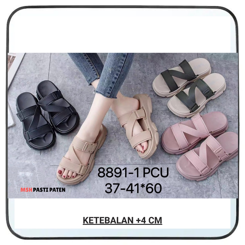 HYS 8891 / Sandal Selop Wedges Impor Wanita Dewasa