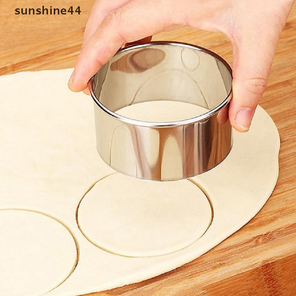 Sunshine 3Pcs/Set Stainless Steel Round Dumplings Cutter Cetakan Stamper Adonan Kue Kering Bulat.