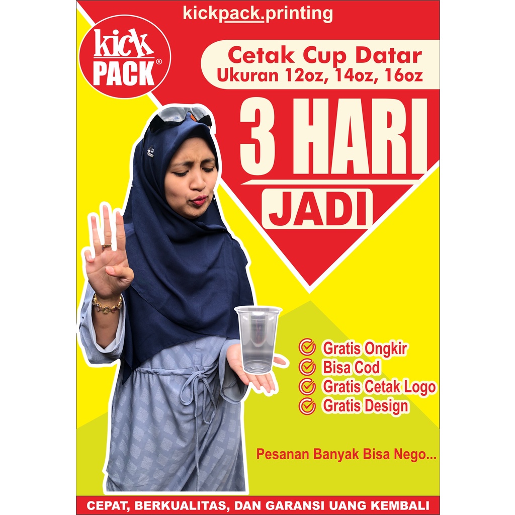 printing sablon gelas cup CUSTOM (ISI 300pcs) murah