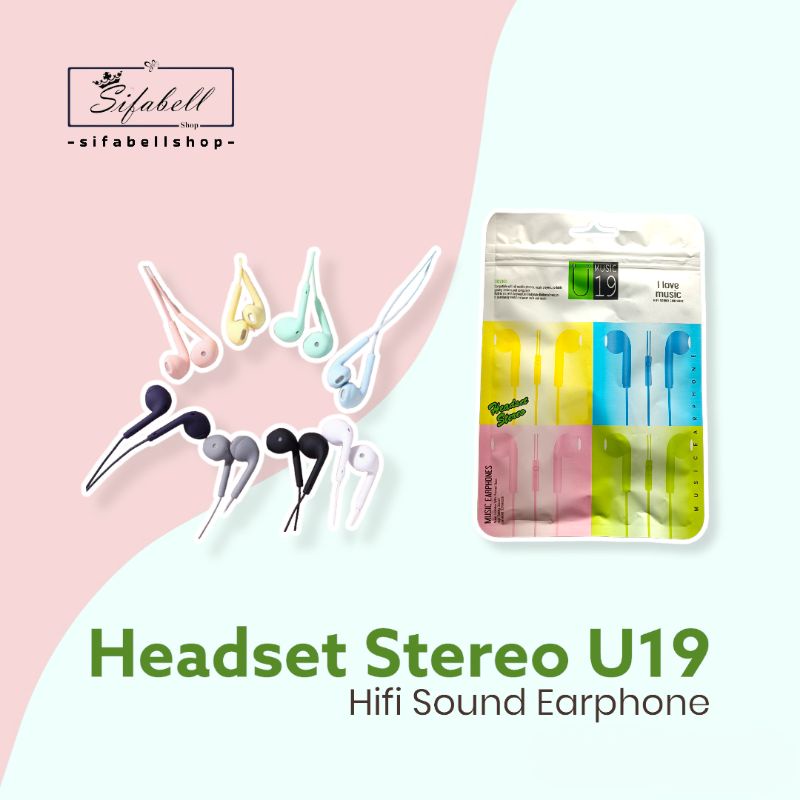 Headset Macaron U19 Hifi Sound Earphone Music U19 Hedset Handsfree HF Bass