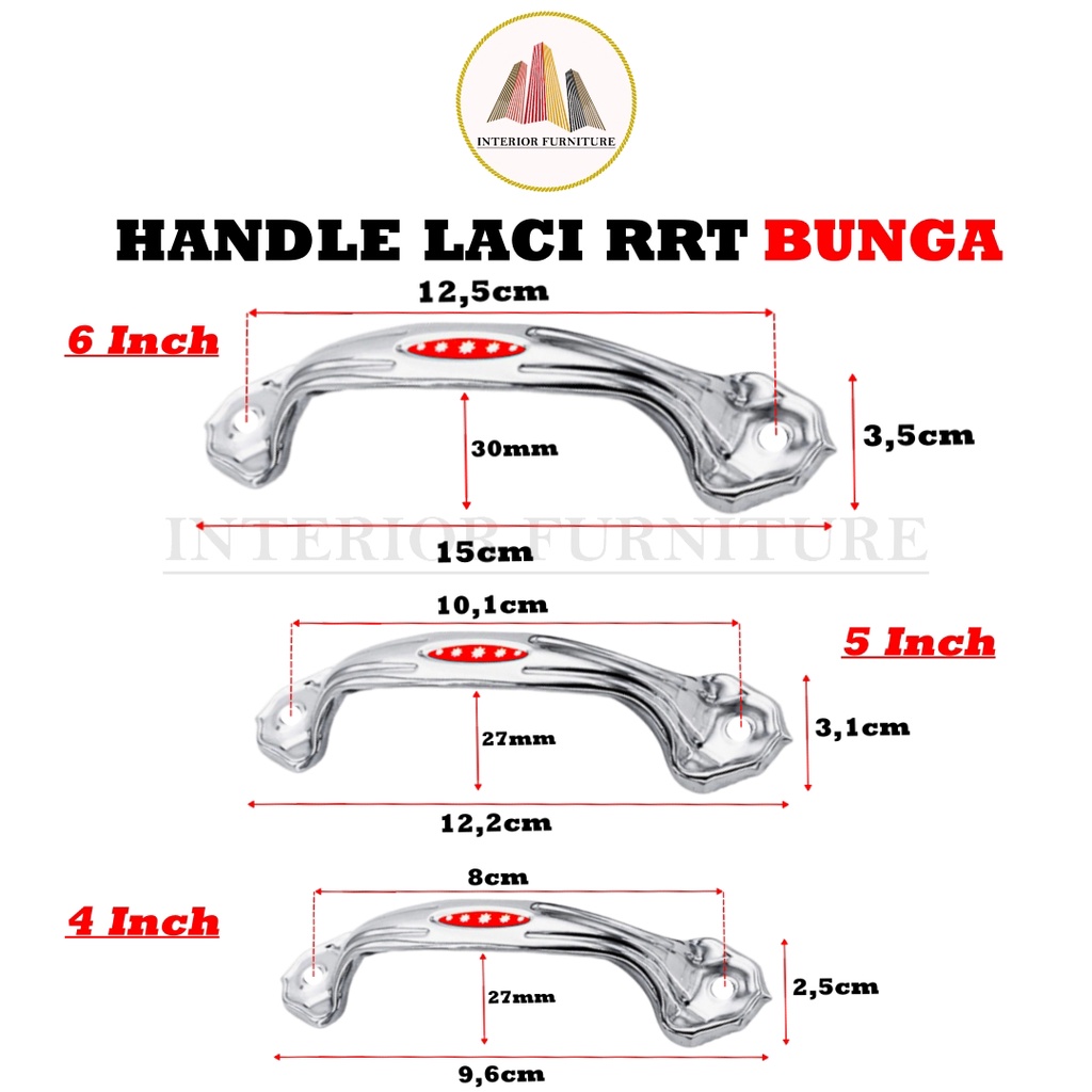 Tarikan laci lemari RRT / Handle laci lemari RRT Bunga dan Polos / Handle lemari laci RRT Stainless