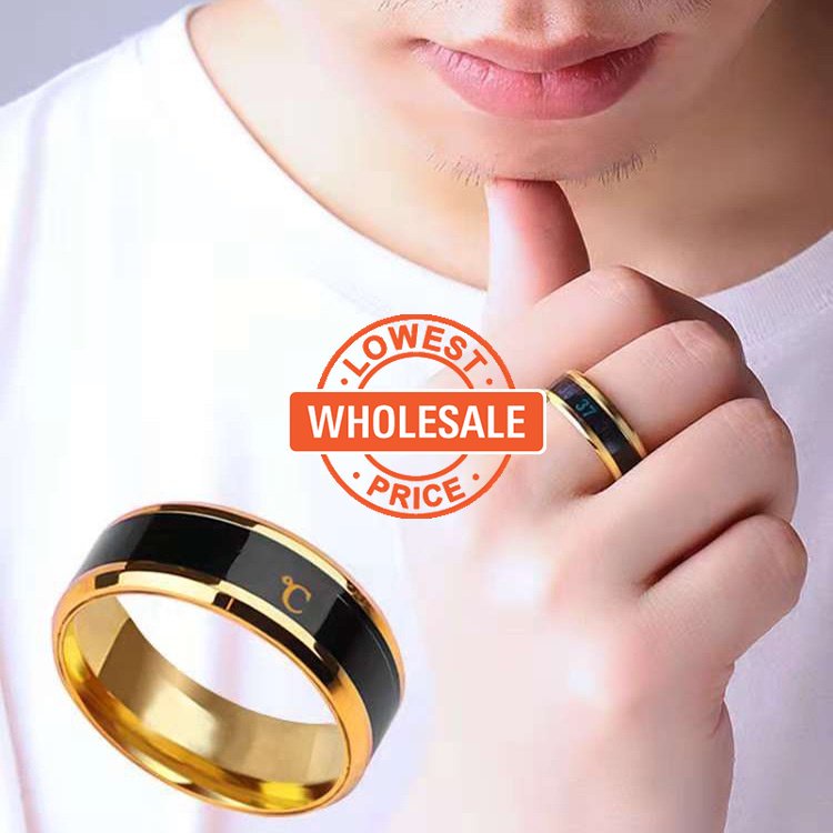 [Harga Grosir] Fashion Sederhana Stainless Steel Baris Tunggal Penuh Berlian Pasangan Cincin/Suhu Kreatif Cincin Jari/Indah Prese Untuk Teman Laki-Laki Atau Perempuan/Perhiasan/Penjualan Panas
