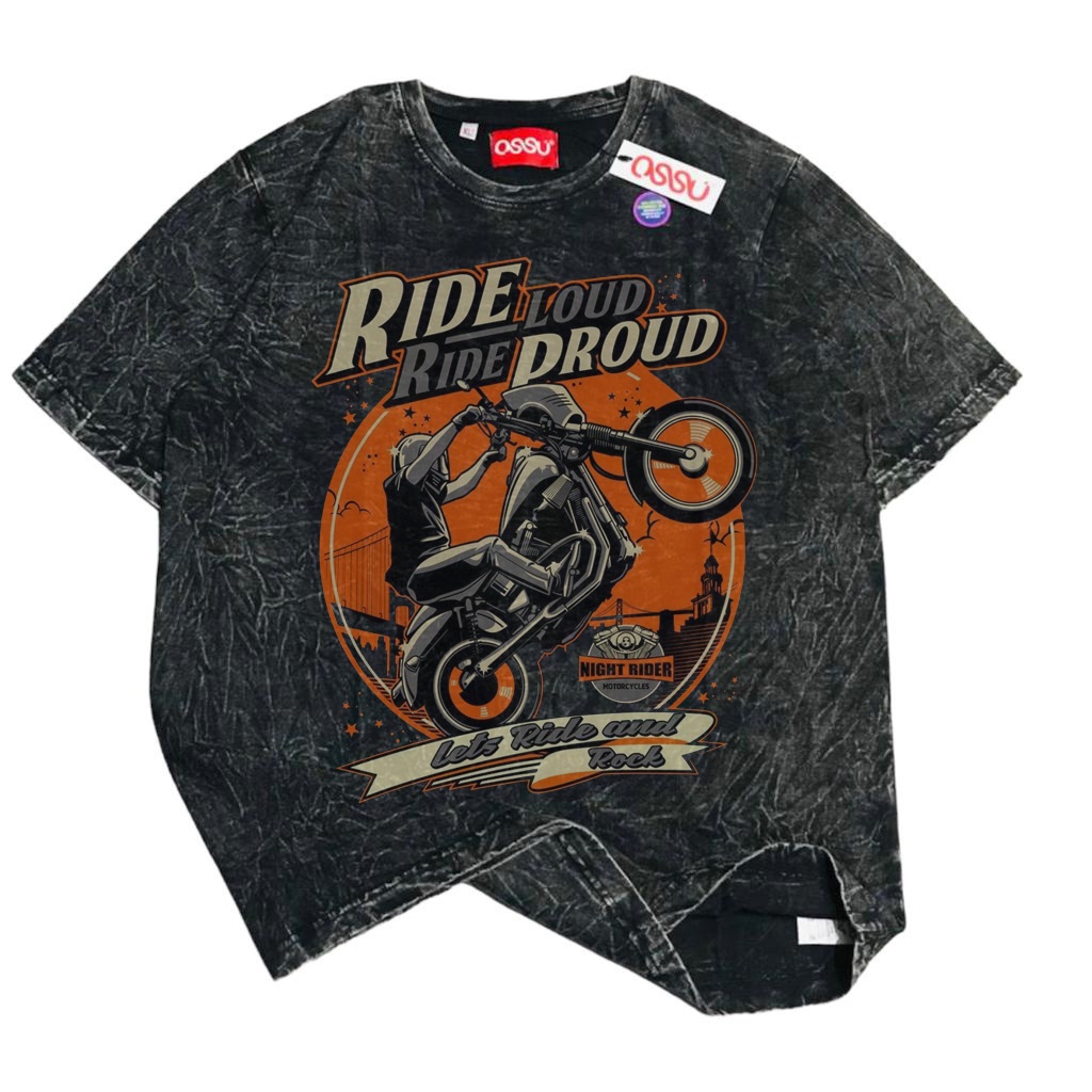 API BASIC "Night Rider"T-Shirt | Regular T-shirt | Stone Wash | Kaos VINTAGE Nascar | Nascar Balap M