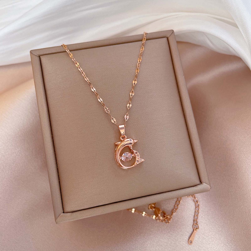 Perhiasan Titanium steel Kristal Lumba Liontin Kalung Choker Necklace Untuk Wanita Hadiah Pesta Pernikahan