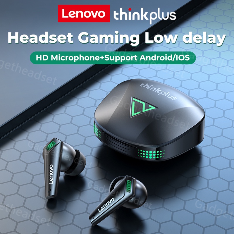 TWS Earphone Lenovo Heatset Bluetooth 5.3 Headset Game nirkabel Low Latency with Mic Stereo Dukung iPhone (iOS) dan Android