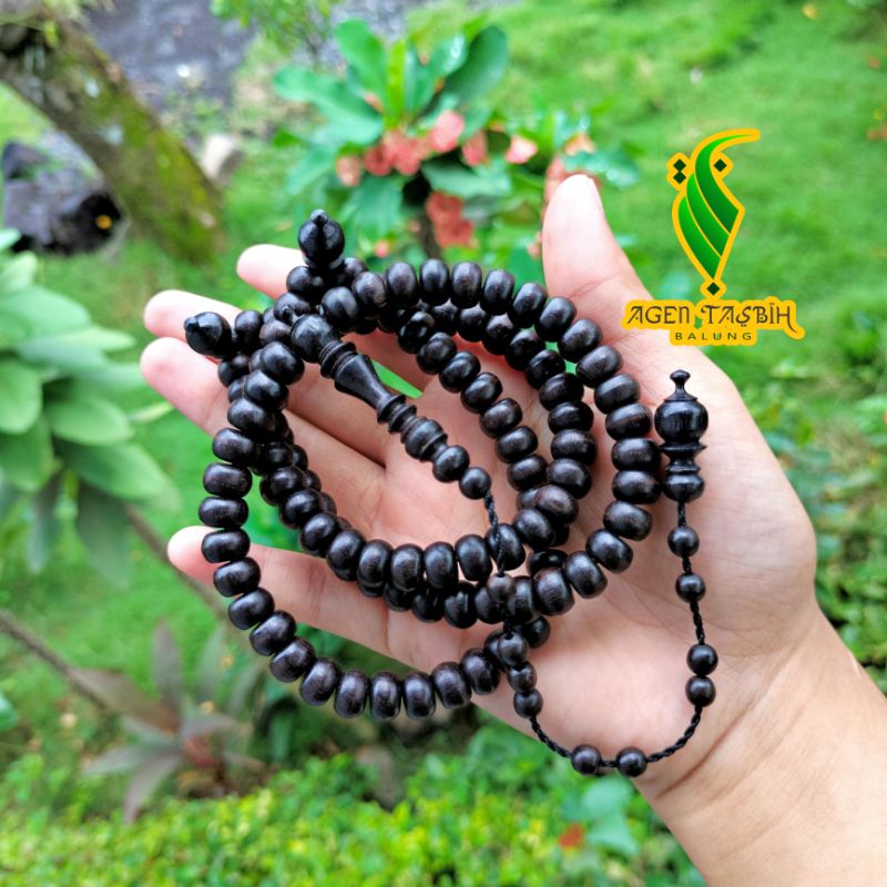 Tasbih Kayu Galih Kelor Hitam pipih size 6×8mm