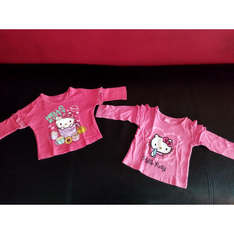 Preloved second 2 kaos bayi anak lengan panjang hello kitty ori sanrio license