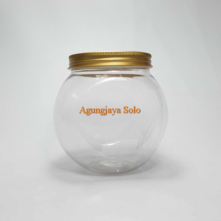 Toples Pet 1 L Pet Bulat Jadul Natural / Toples Plastik / Toples Tutup Alumunium / Toples Snack/ Top