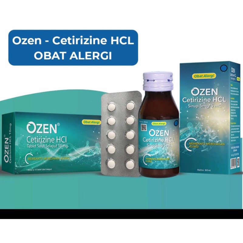 Ozen tablet Obat Alergi 1 Blister isi 10 Tablet dan Ozen Syrup