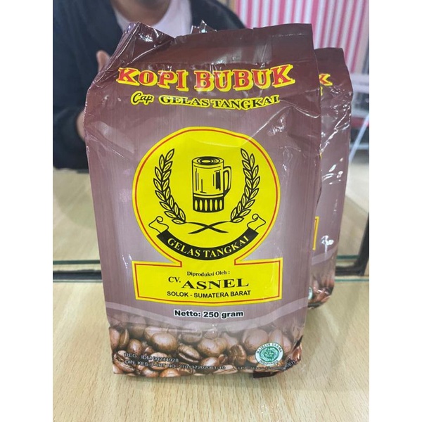 

Kopi Asnel cap Gelas Tangkai Kemasan Kusus asli solok 250gr