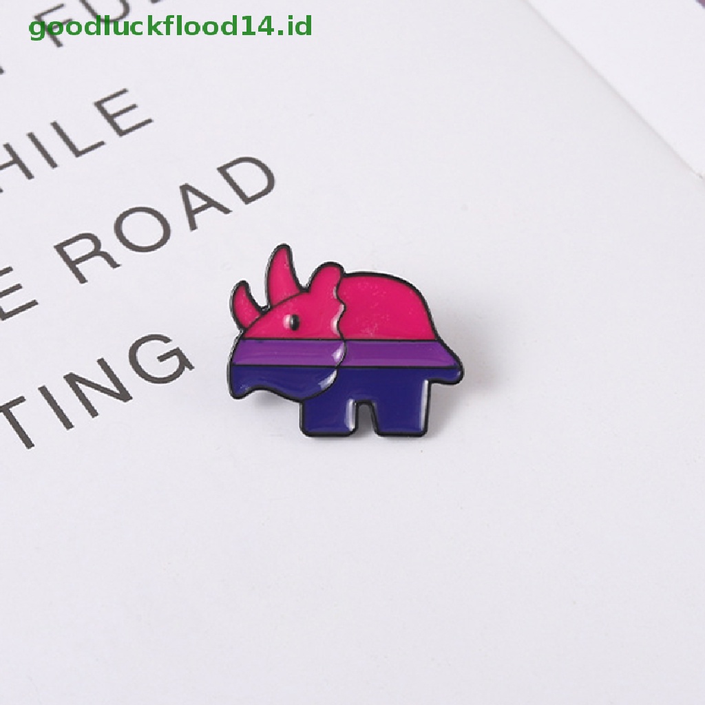 [GOOGFOUR] Hujan Dinosaurus Enamel Pin Custom Rhino Bros Kerah Lencana Kartun Bergaris Hewan Perhiasan Hadiah Untuk Teman Anak [TOP]