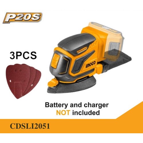 Ingco CDSLI2051 Amplas Segitiga 3 Cordless 20V Palm Sander Velcro