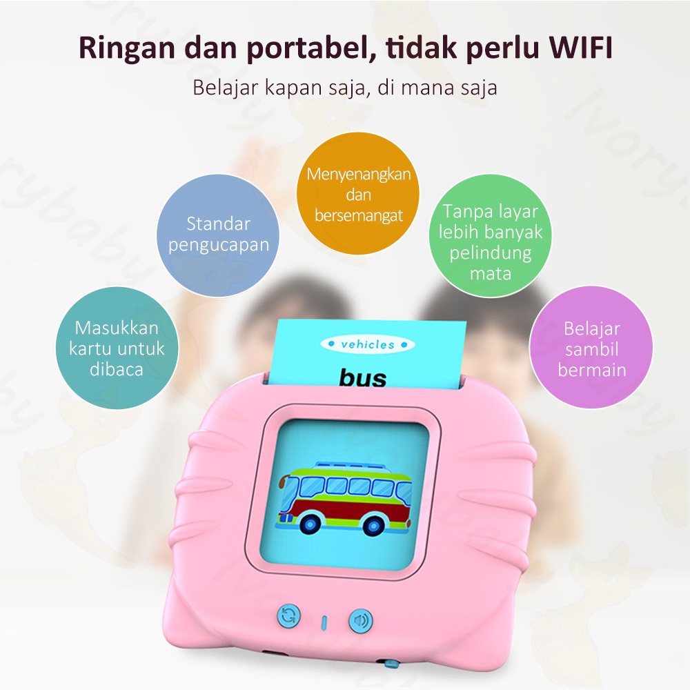 Ivorybaby Mainan edukasi flashcard Audio flash card anak bersuara Inggris Card early education device