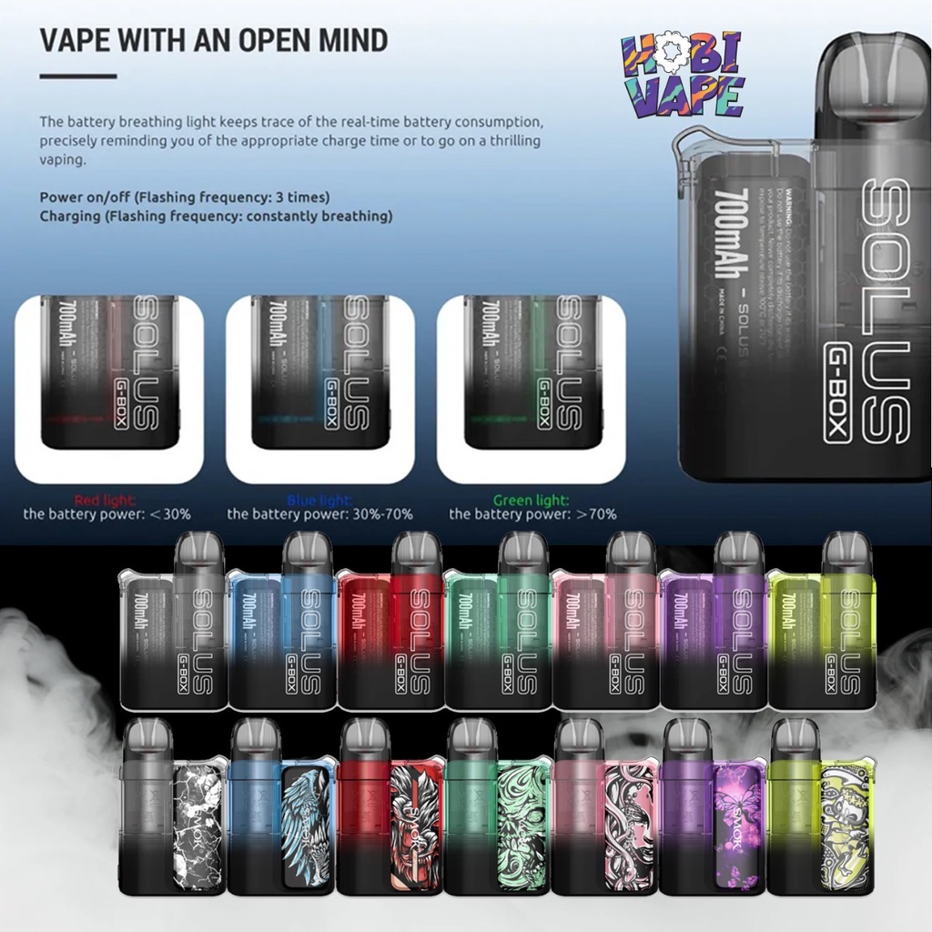 SMOK PODS SOLUS G-BOX 18W 700MAH POD KIT BY SMOK / SOLUS G BOX KIT G-BOX - TRANSPARENT