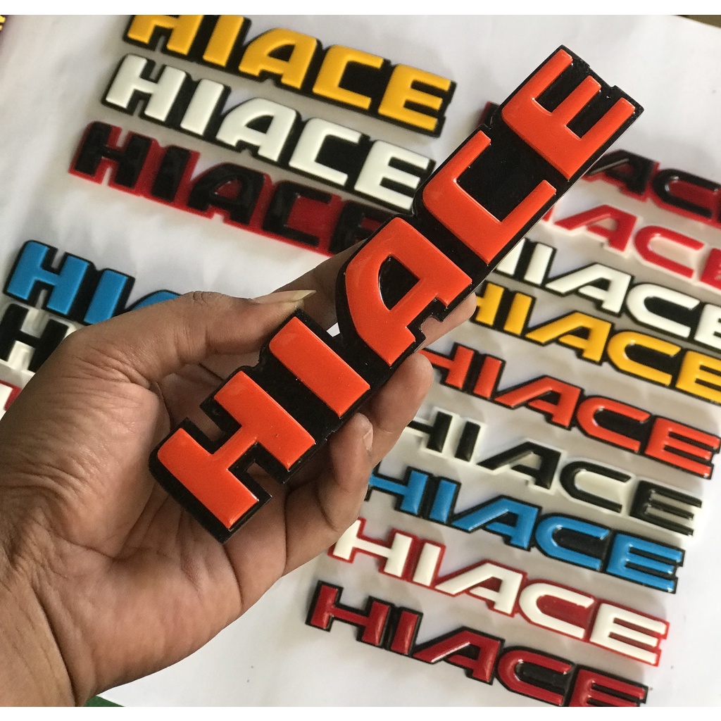 EMBLEM AKSESORIS MOBIL HIACE DENGAN TULISAN 3DIMENSI TIMBUL / EMBLEM VARIASI MOBIL