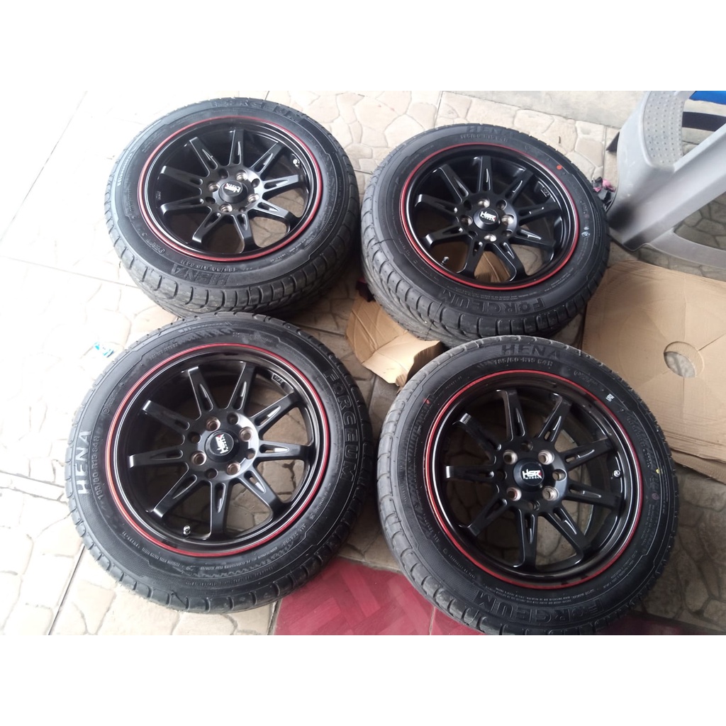 Velg Mobil Bekas Seken Ring 15 Lubang 4 TIKALA HSR R15 Lebar 6,5 ET40 BAN 185 60 R15