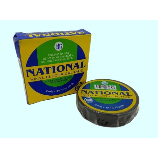 Isolasi Listrik NATIONAL HITAM / Solasi Kabel Nasional Electrical Tape 5 mils x 3/4&quot; x 20 yard