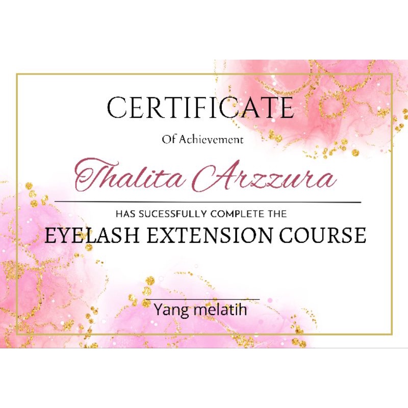 SERTIFIKAT EYELASH EXTENSION, SULAM ALIS, NAIL ART DLL Desain Saja