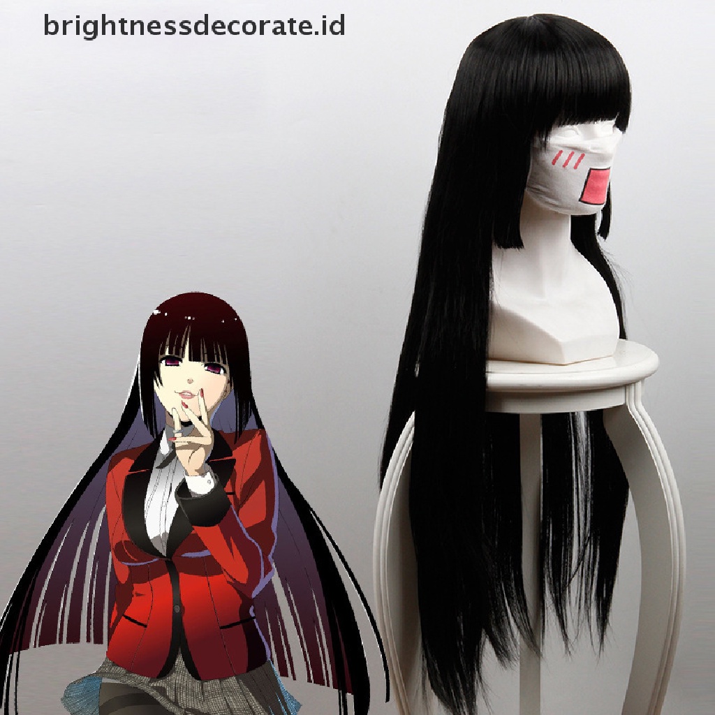 [Birth] Anime Kartun Karakter Jabami Yumeko Hitam Panjang Lurus Wig Cosplay Pesta [ID]