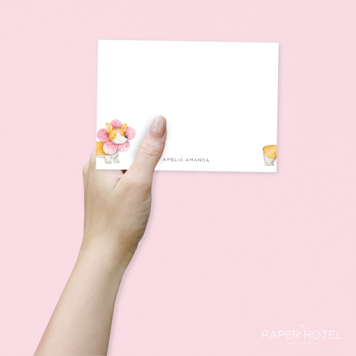 

Card Notecard - The Corgi Pink (Personalized Initials/ Name, 16Pcs)