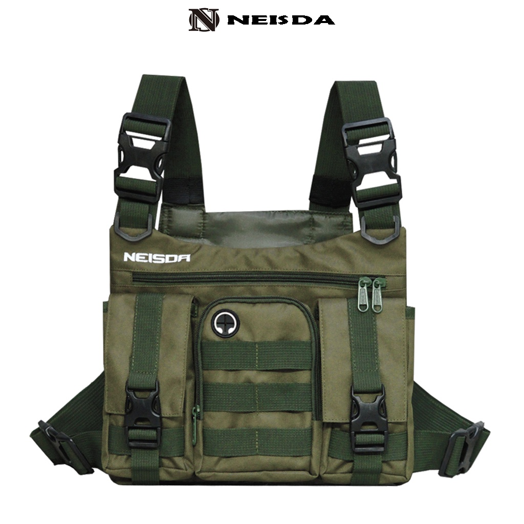 TAS DADA PRIA TACTICAL CHESTBAG CHESTRIGBAG PREMIUM NEISDA 3 POCKET GREEN-BLACK