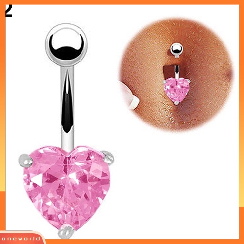 [oneworld] Wanita Pusar Cincin Perut Berlian Imitasi Tombol Bar Jantung Bintang Tubuh Tindik Perhiasan