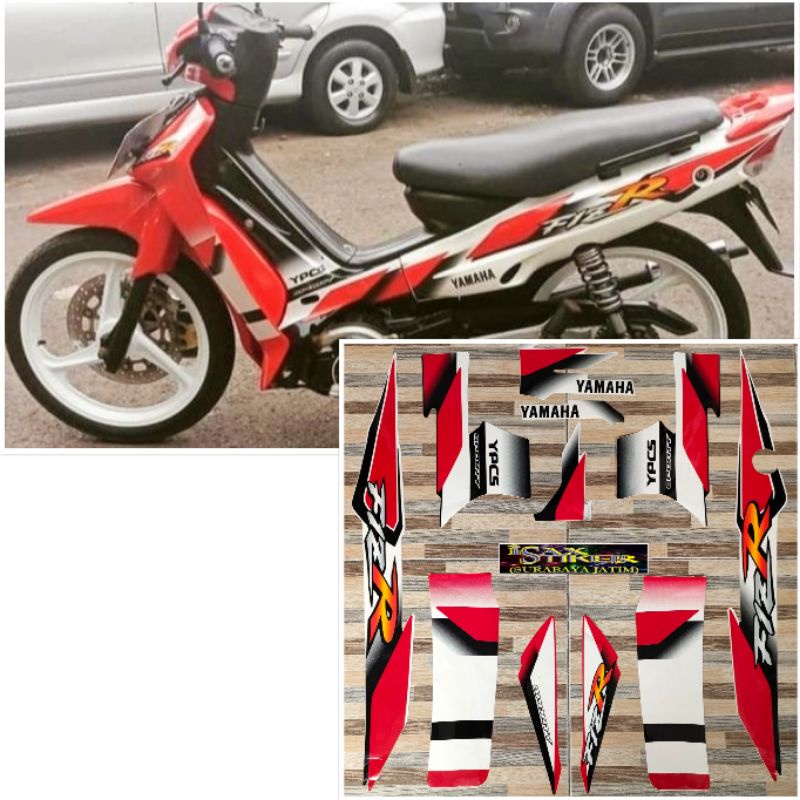 striping original Yamaha F1ZR putih merah tahun 2001