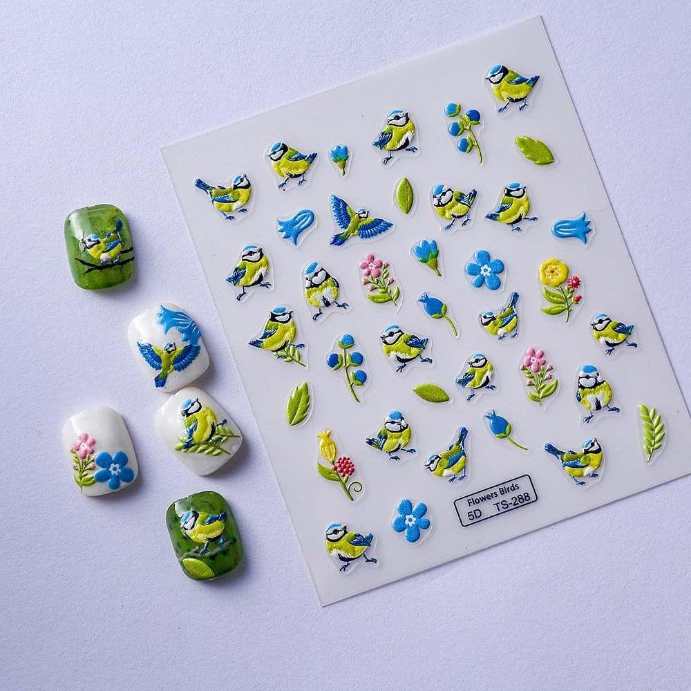 AUGUSTINA Agustina Stiker Kuku Cina Wanita DIY Nail Art Gaya Antik Keramik Crane Karakter Cina Nail Art Dekorasi