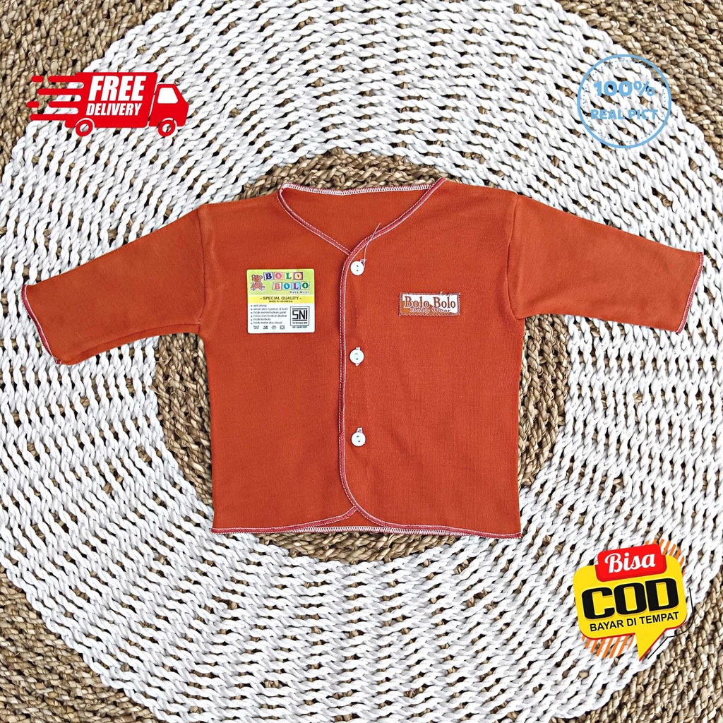 SALE 7.7 Serian Merah Bata - 3 pcs Baju Bayi Tangan Panjang Bayi Baru Lahir 0 sd 3 Bulan Brick Red Series merk SNI Bolo - Bolo