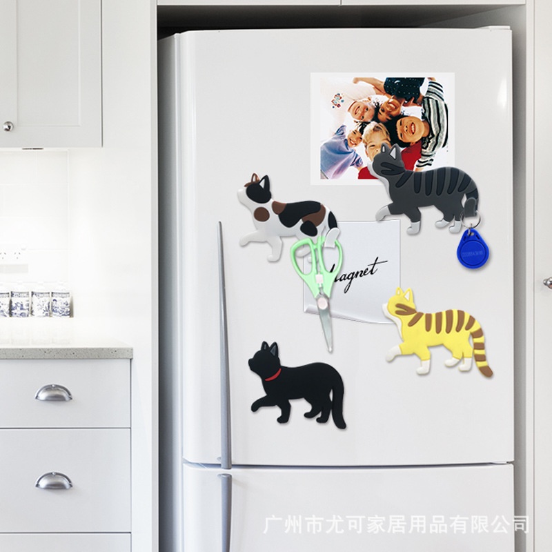 MCAT Gantungan Lucu Magnet Bentuk Kucing Berjalan Bentuk Dekorasi Kulkas Magnetic Fridge Hook Hanger Bentuk Motif Kucing Cat Cute Lucu Cantolan Perekat Besi Rak