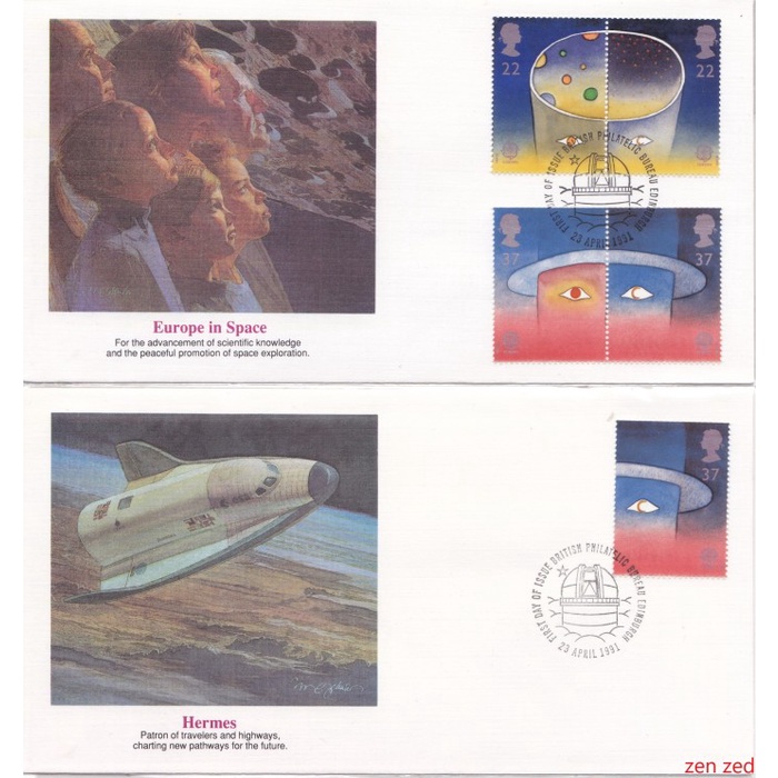 

A847 Prangko Inggris FDC 1991 EUROPA Stamps - European Aerospace 4 Pcs
