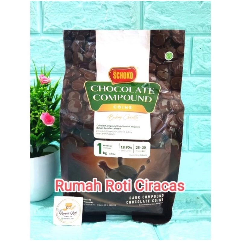 

SCHOKO DARK COMPOUND CHOCOLATE COIN 1KG COKELAT KOIN SCHOKO 1KG