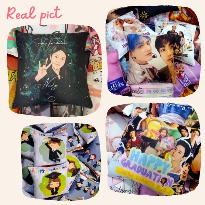 Bantal foto bebas custom gambar 2 sisi