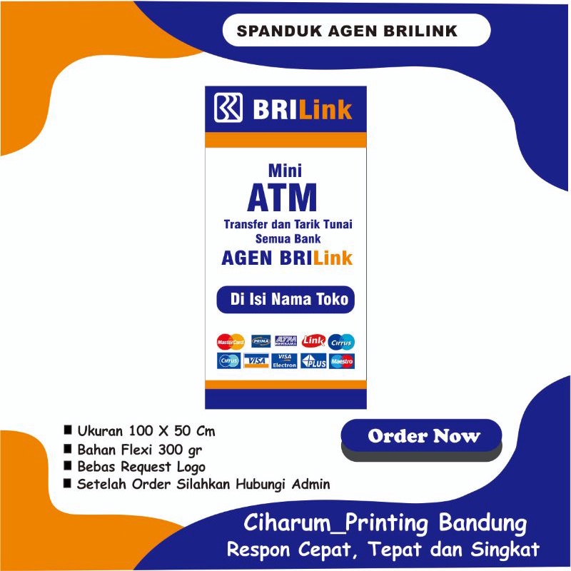 Spanduk Agen Brilink Ukuran 50 x 100 Cm