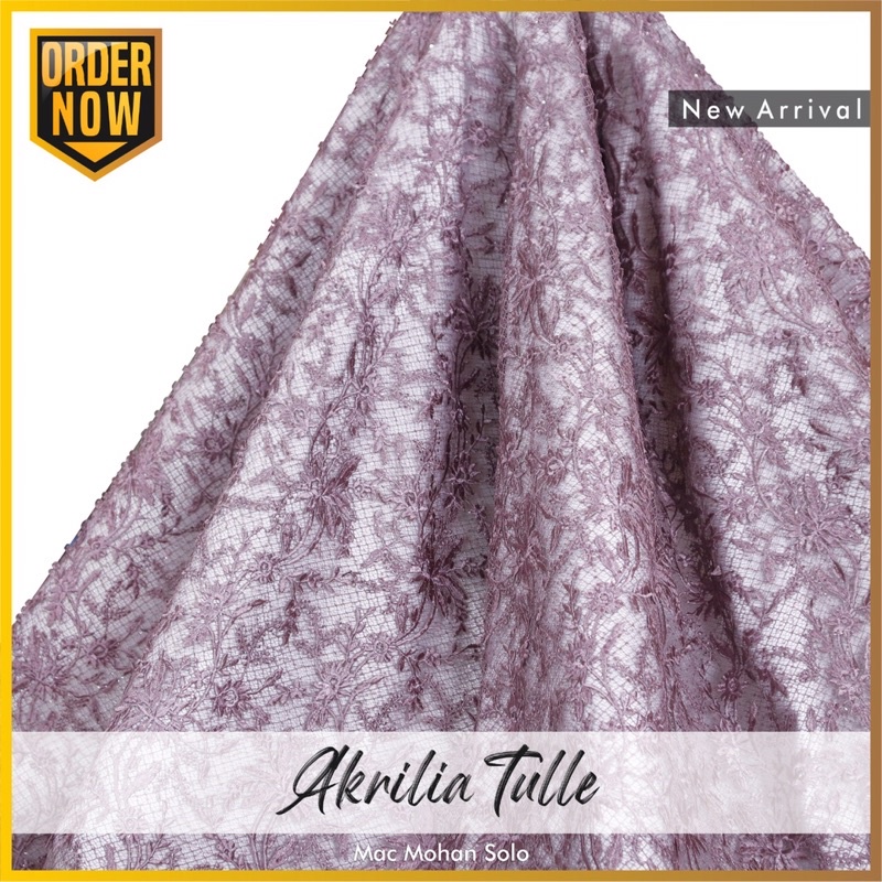 [NEW ARRIVAL] AKRILIA TULLE 3D WITH SPANGLE EMBRODERY TILE DENGAN PAYET DESAIN TIMBUL UNTUK KEBAYA / BRIDESMAID / DRES / GOWN SATIN VELVET MAXMARA ROBERTO BY MACMOHAN PER 0.5M