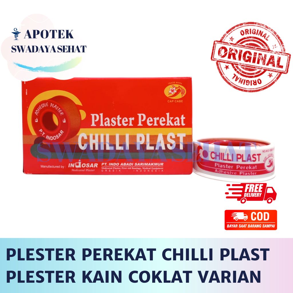 PLESTER PEREKAT ROLL CHILLI PLAST 1,25cm x 4,5m atau 1m Kain Coklat - chili cili Plaster P3K