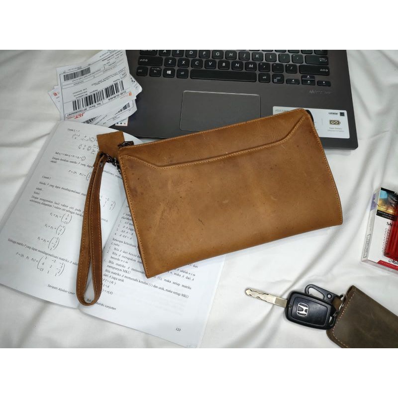 Cluth Handbag Kulit sapi asli free tambah nama dan logo