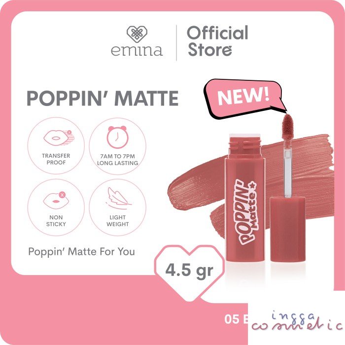 Emina Poppin’ Matte 4.5 g - Lip Cream Matte Ringan, Long-lasting