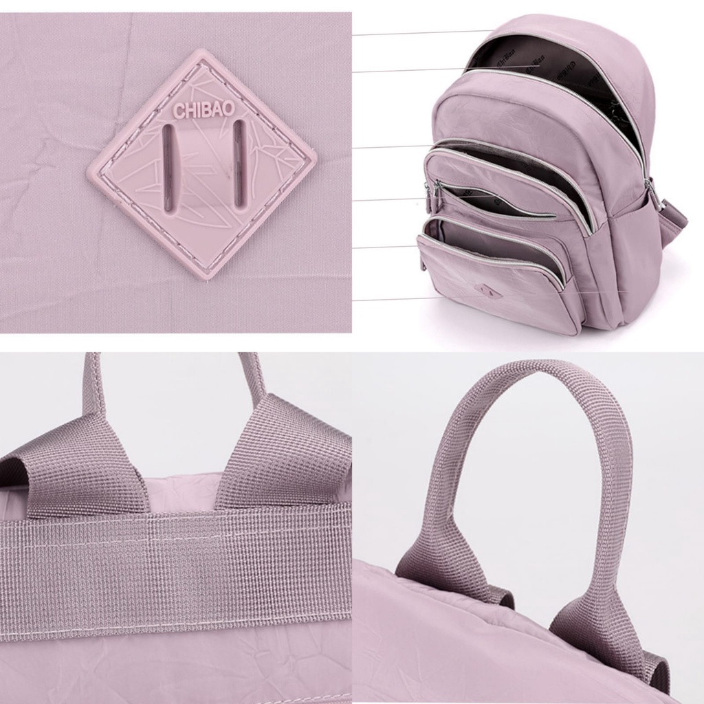 TAS RANSEL WANITA CHIBAO IMPORT BACKPACK MURAH REMAJA KEKINIAN GENDONG PUNGGUNG SEKOLAH CEWEK KOREA ORIGINAL ANTI AIR UNGU LILAC RISANEN TA702P5 PREMIUM BATAM BRANDED KULIAH KERJA