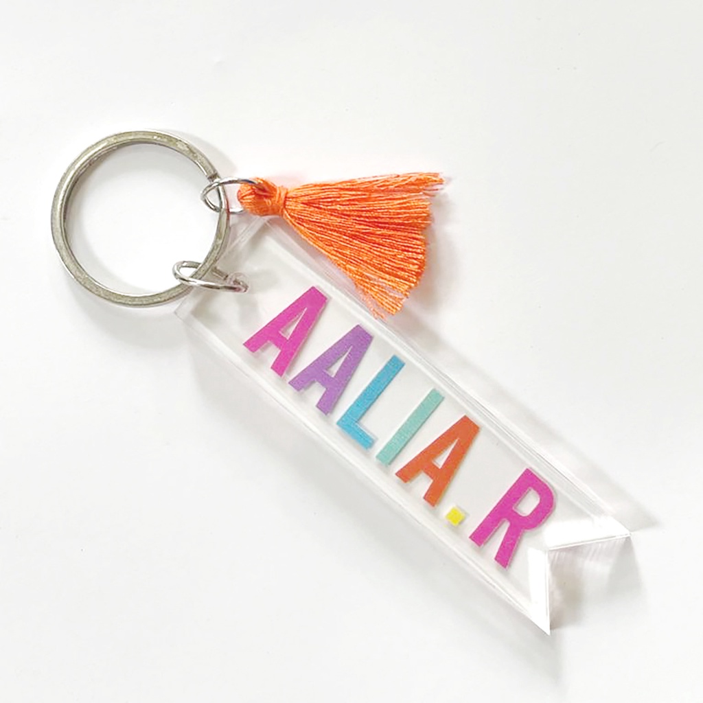 Keychain Gantungan Kunci CUSTOM Nama include Tassel warna warni lucu anak gantungan tas