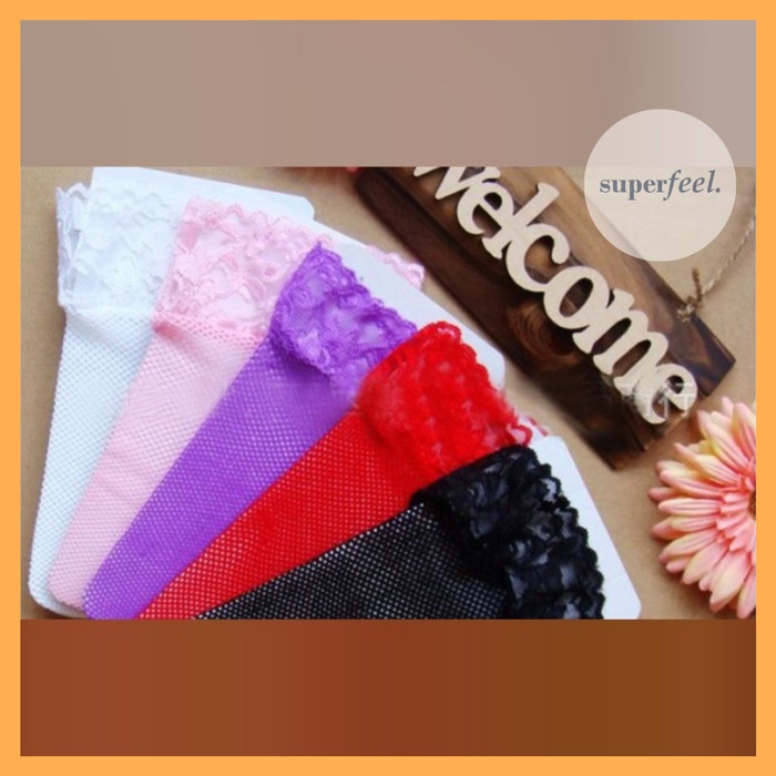 stocking- sfl stoking stocking wanita jaring lace sexy renda atas lutut paha 929 -stocking