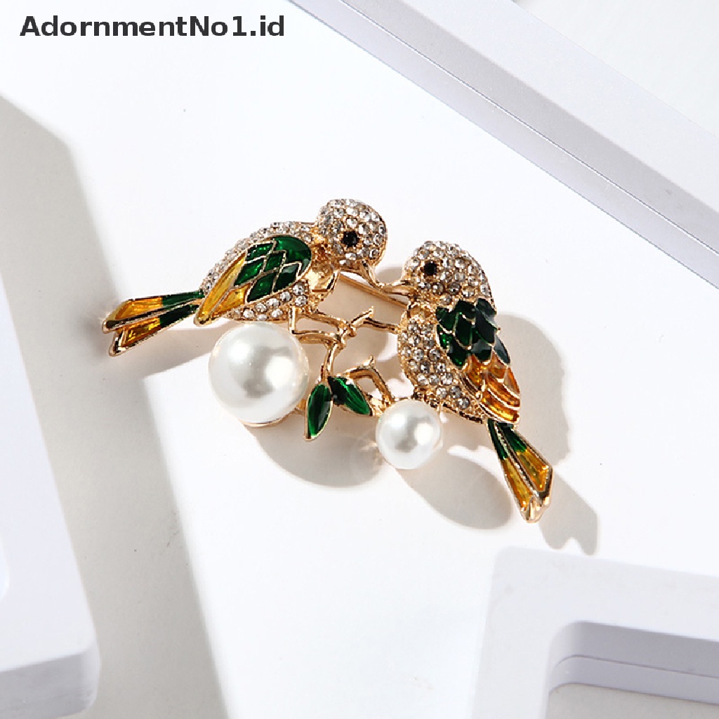 [AdornmentNo1] Fashion Berlian Imitasi Enamel Burung Bros Lucu Hidup Terbang Fledgling Hewan Bros Syal Gaun Mantel Kerah Pin Hadiah [ID]