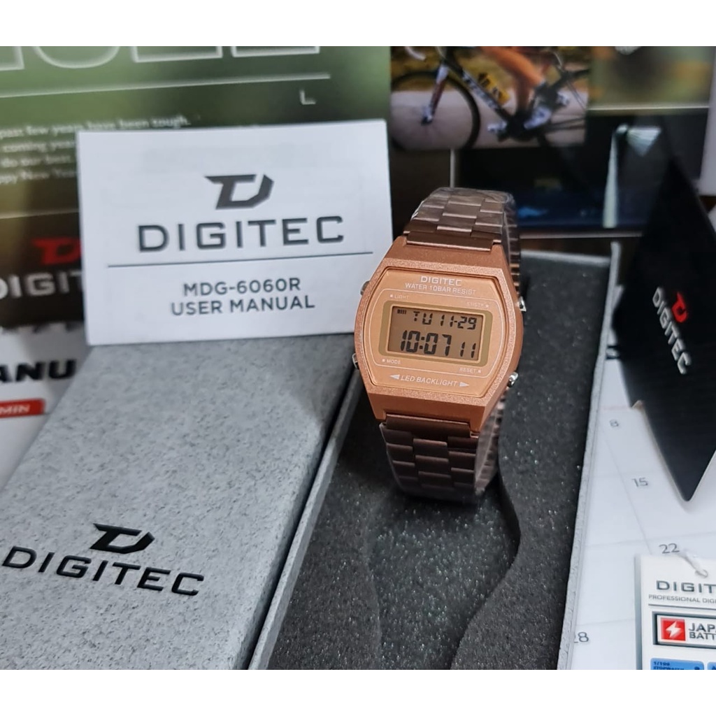 Jam tangan Wanita Digitec 6060 Tali Rantai stainless steel digital  original