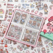 

Happy Day Cream Rabbit Deco Stickers Collection Box Set / Stiker unik / stiker Lucu