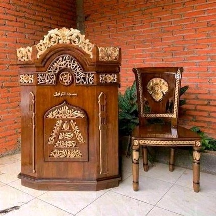 Mimbar masjid kayu jati ukir pahat ukiran jati jepara termurah murah podium mushola musholla musola 