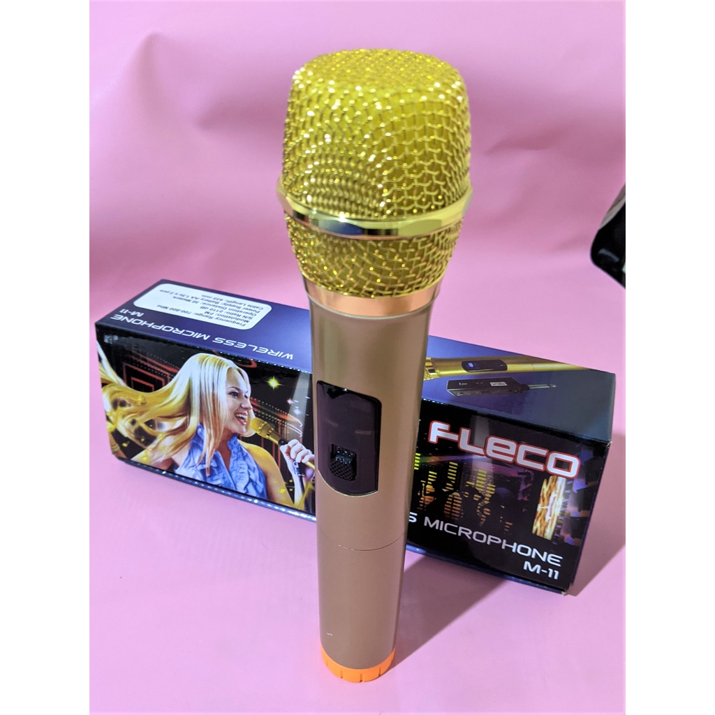 Mic Profesional Microphone Wireless Tanpa Kabel Merek Fleco type M11 - Free Busa /Sarung Mic | Microphone FLECO M-11 Mic wireless Mic Karaoke Single Tanpa Kabel | FMS