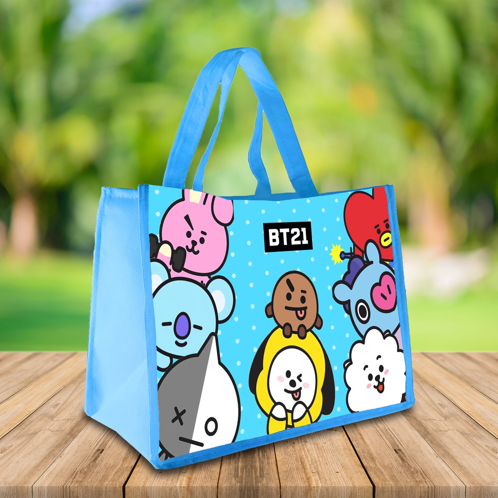 TAS READY STOK LANDSCAPE BT21 / GOODIE BAG MOTIF/ TAS ULANG TAHUN UKURAN KFC